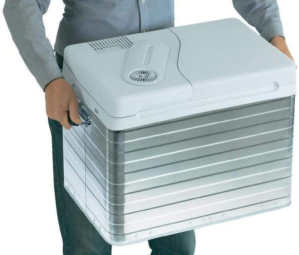 Tragbare Thermo-Elektrische Alu-Kühlbox, 39 Liter, 12 V und 230 V für Auto, LkW, Camping