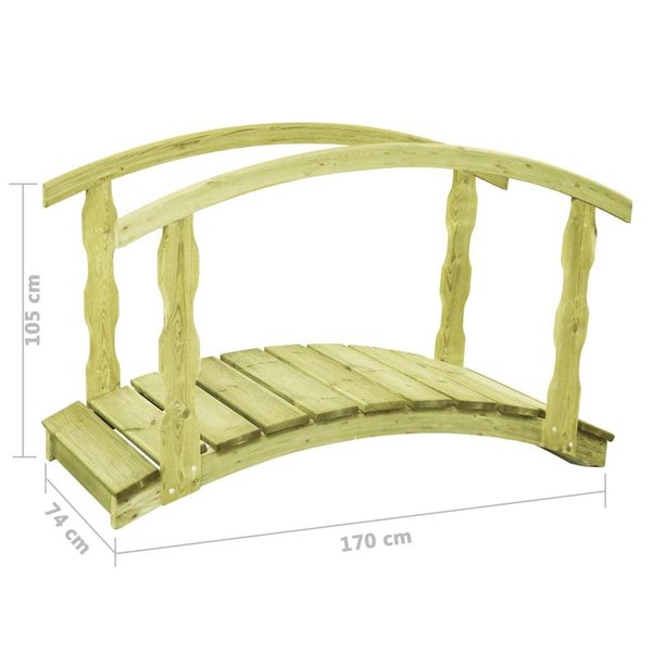 Gartenbrücke mit Geländer 170×74×105 cm