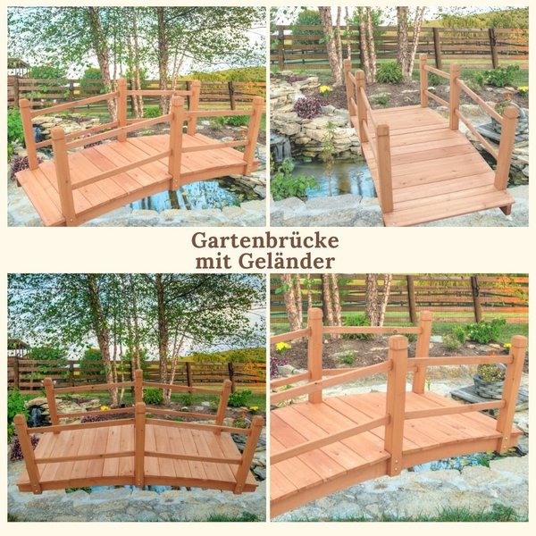 Gartenbrücke mit Geländer 140×60×56 cm