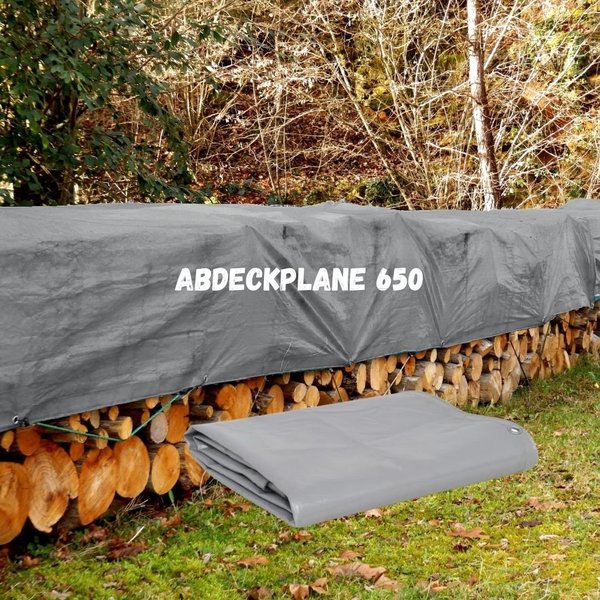 Profi Abdeckplane 650 1,5m x 10m grau PVC Holz Plane