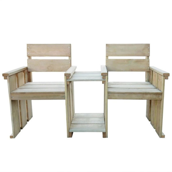 Gartenbank 2-Sitzer mit Tisch aus Imprägniertem Kiefernholz 150 cm