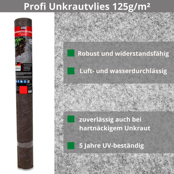 Profi Unkrautvlies 125g/m² PES/PP Grau