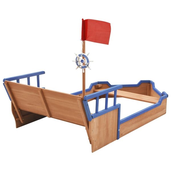 Sandkasten Piratenschiff mit Fahnenstange und Steuerrad