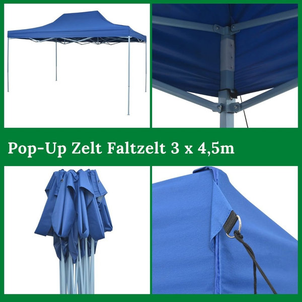 Pop-Up Zelt Faltzelt 3 x 4,5m Blau