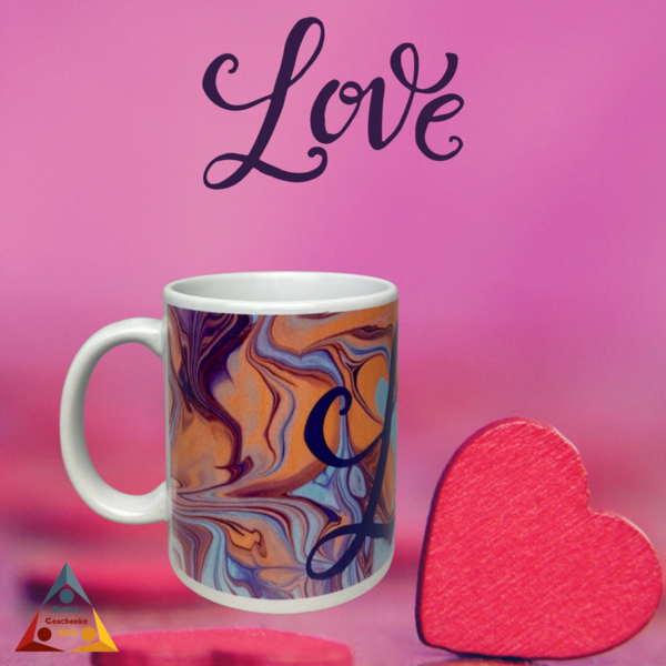 Tasse " Love " mit Farbverlauf