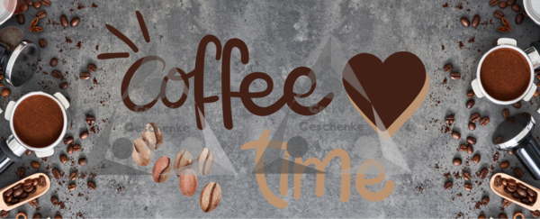 Tasse "Coffee Time" mit Panorama Hintergrund Kaffee und Herz