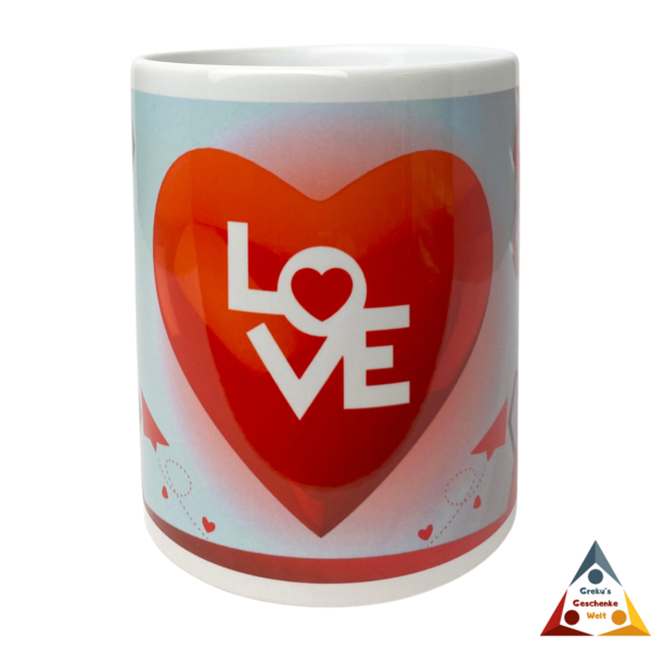 Tasse "LOVE" mit Herzchen 3D Optik
