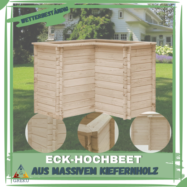 Eck Hochbeet 100x100x80 cm Kieferholz