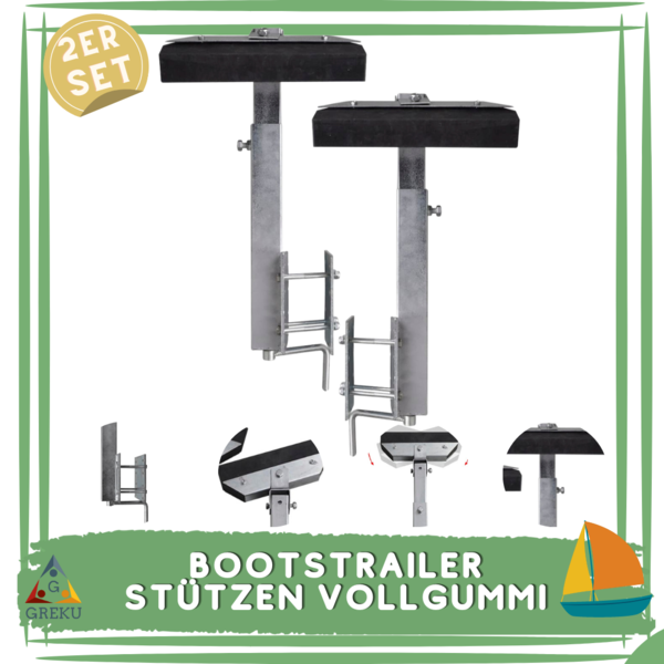 Bootstrailer-Stützen Vollgummi 2er-Set 63 - 88 cm