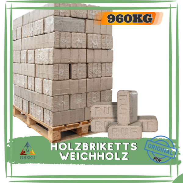 Holzbriketts Weichholz RUF 10 kg ( Palette 960kg)